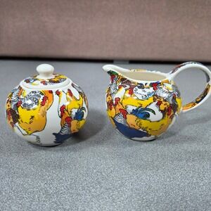Paul Cardew Roosters Creamer & Sugar Bowl Set Excellent Farmhouse
